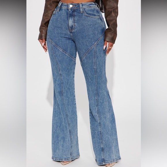 Medium Wash Flare Jeans - Picture 2 of 3